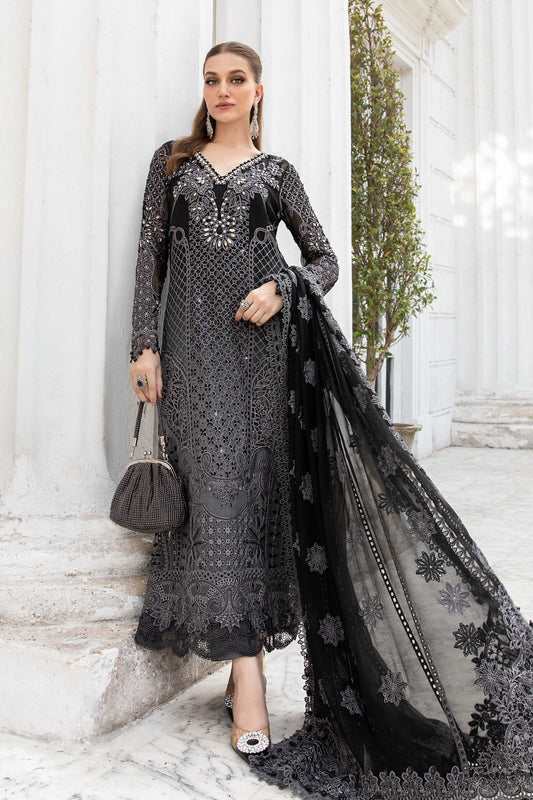 Maria.B Unstitched Embroidered Chiffon Suit 3 Pcs | MPC-24-101