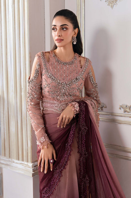 Maria.B Unstitched Embroidered Chiffon 3 Pcs Saree | BD-3001