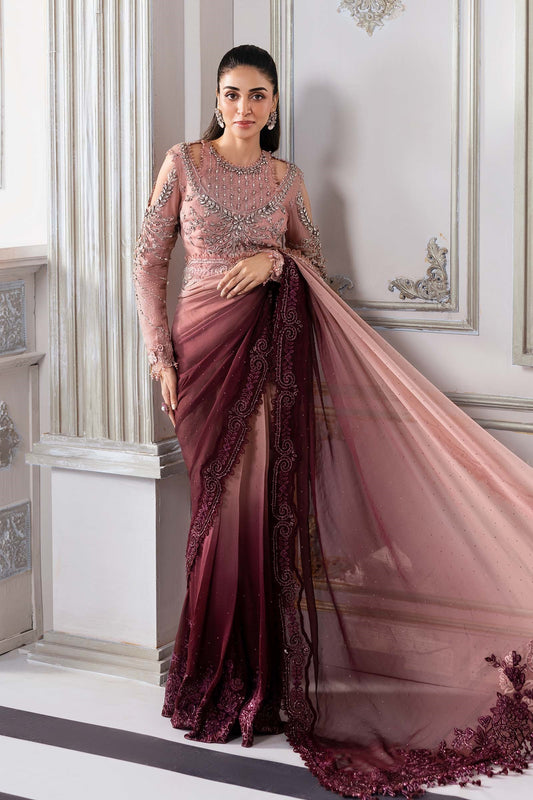 Maria.B Unstitched Embroidered Chiffon 3 Pcs Saree | BD-3001