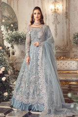 Maria.B Mbroidered Fabrics Unstitched Wedding Formal 3Pc Suit BD-2702 Ice Blue