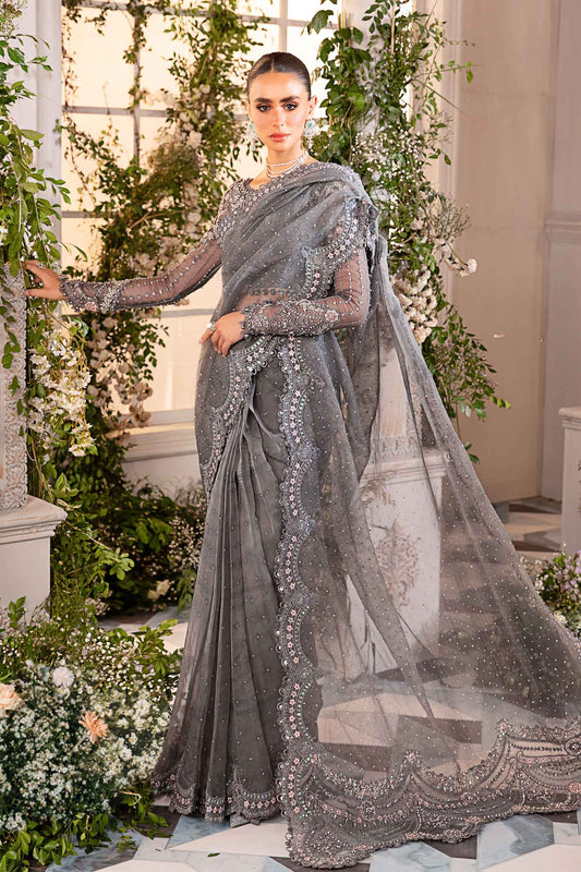 Maria.B Organza Embroidered Unstitched Saree BD-2902 Wedding Collection