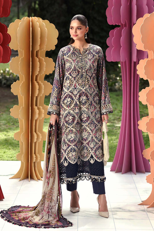 Maria B Luxury Embroidered Lawn 3Pc Unstitched Suit MPT - 3003 - B