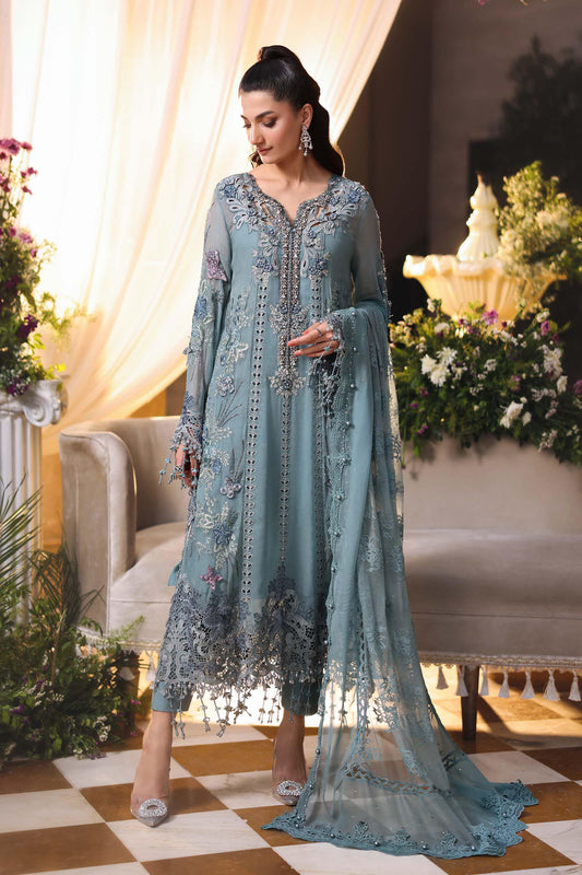 Maria B Luxury Embroidered Lawn Unstitched 3Pc Suit MPC-26-106-Slate Blue