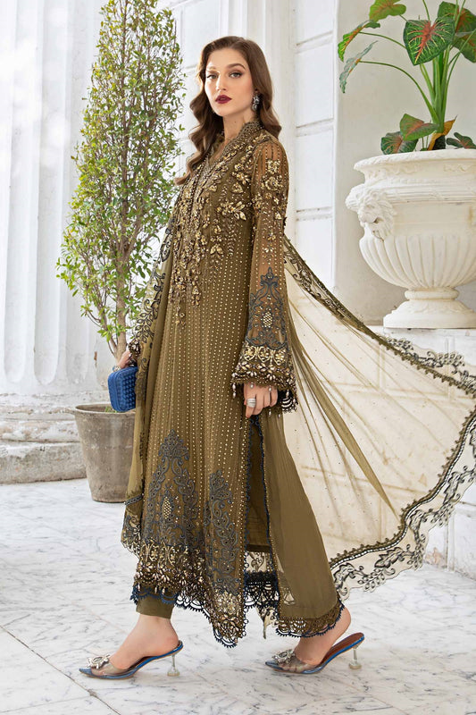 Maria.B 3 Pcs Unstitched Embroidered Pure Chiffon Suit | MPC-24-108