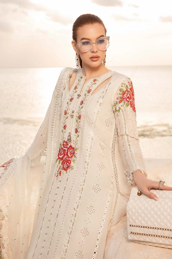 Maria.B Unstitched Embroidered Luxury Lawn 3Pc Suit D-12-A