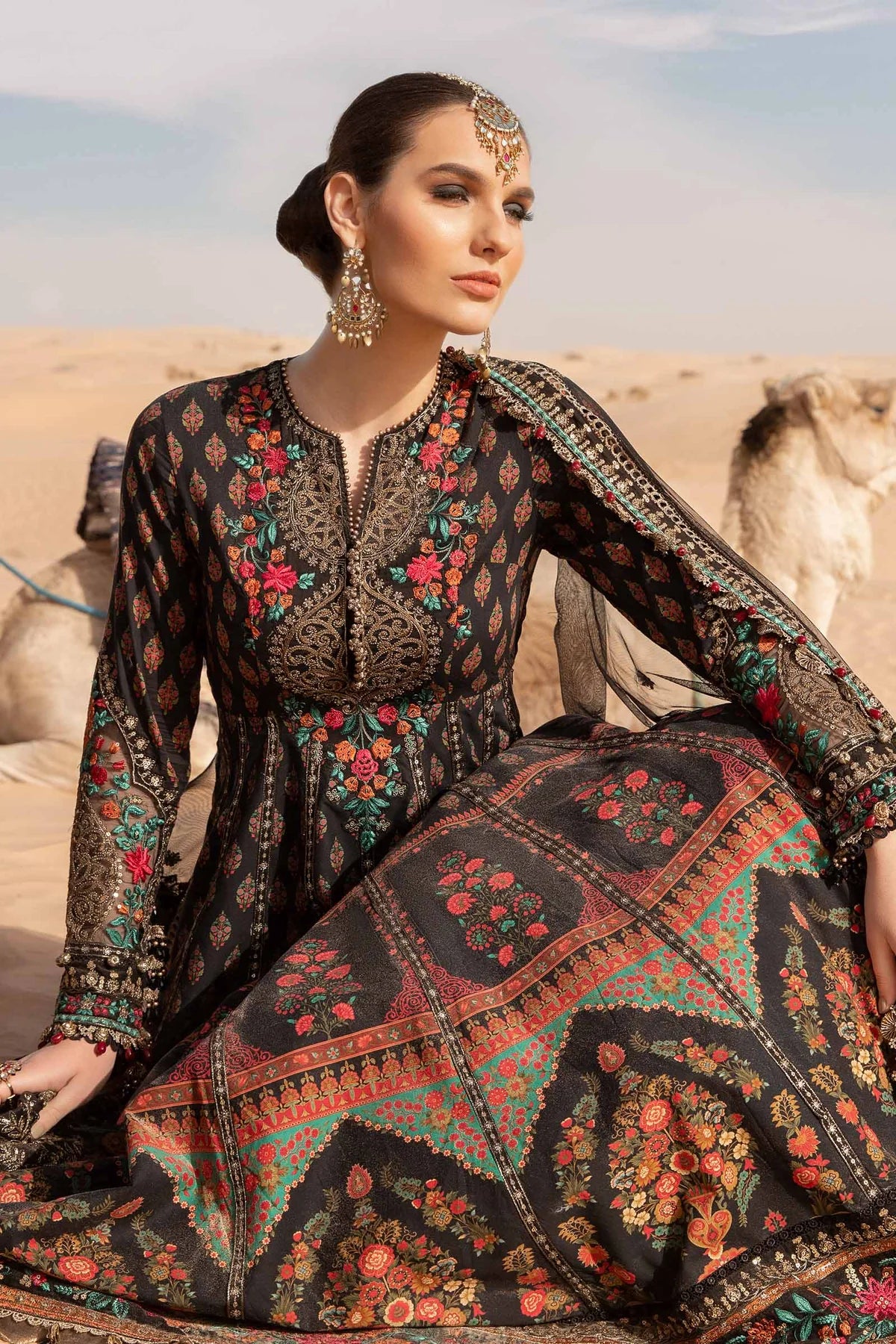 Maria.B Unstitched Luxury Embroidered Lawn 3Pc Suit D-2413-B Black