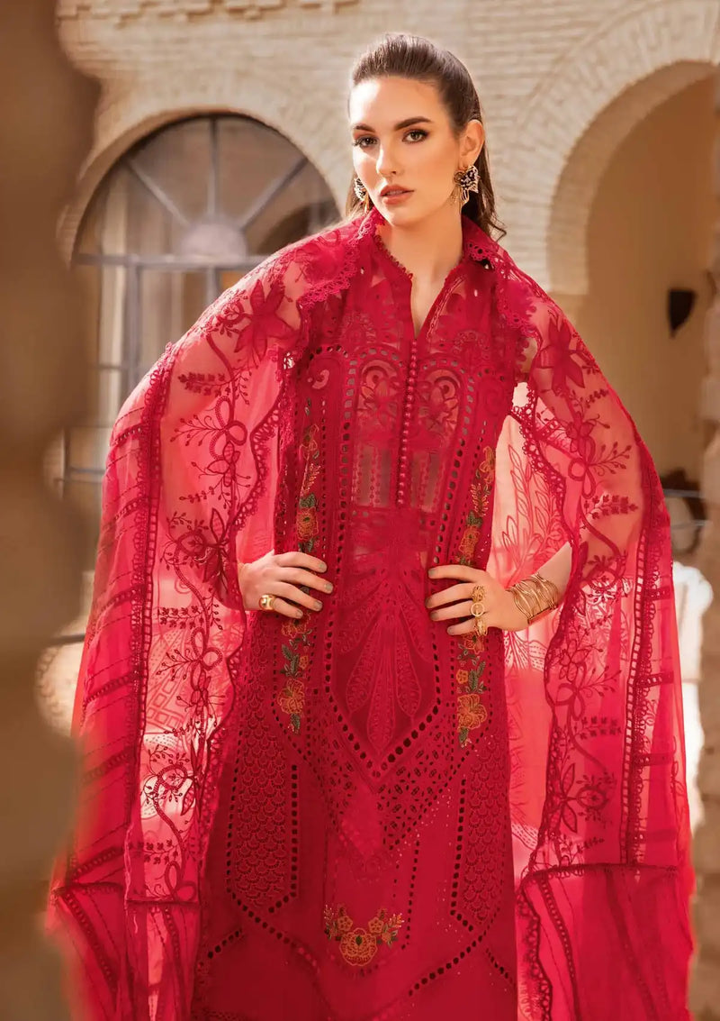 Maria.B Unstitched Embroidered Luxury Lawn 3 Pieces Pc Suit D4-A
