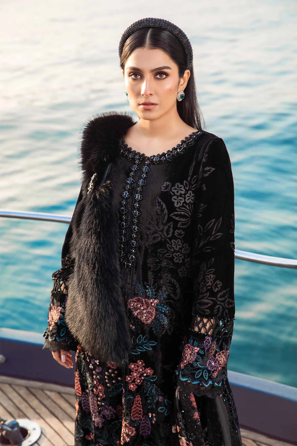 Maria.B Embroidered Velvet Suits Unstitched 3 Pieces D2 - Luxury Winter Collection