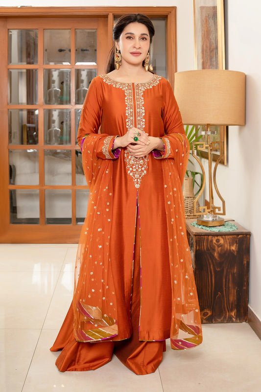Sheen By Shaista Lodhi - Luxury Silk Embroidered 3 Piece Unstitched - Dastoor