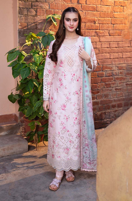 Neeshay - Luxury Lawn Embroidered Unstitched 3 Piece - Peche