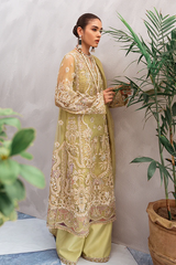 Suffuse By Sana Yasir Organza Embroidered 3 Pc Unstitched With Hand Embellishment Sage 02