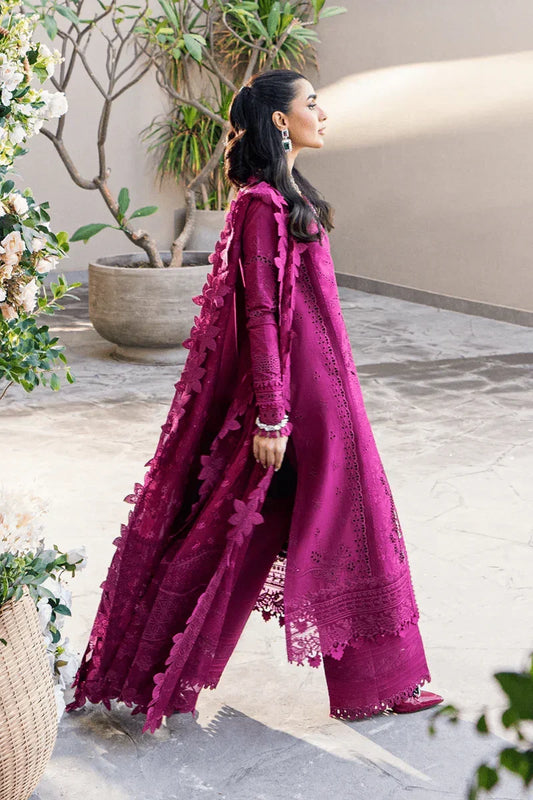 Qalamkar Luxury Lawn Embroidered 3 Pc Unstitched Collection FK - 11 VIOLET - 3 Pieces Lawn - Zainabjees