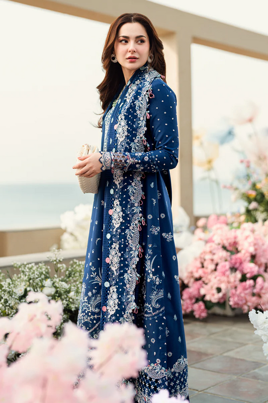 Qalamkar Sahil Kinare Luxury Lawn Embroidered Unstitched 3 Piece FK-05 AURORA