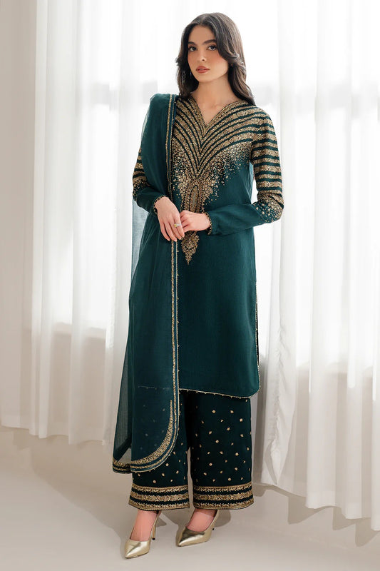 Jazmin Luxury Raw Silk Embroidered 3 Piece Unstitched - UR - 7056