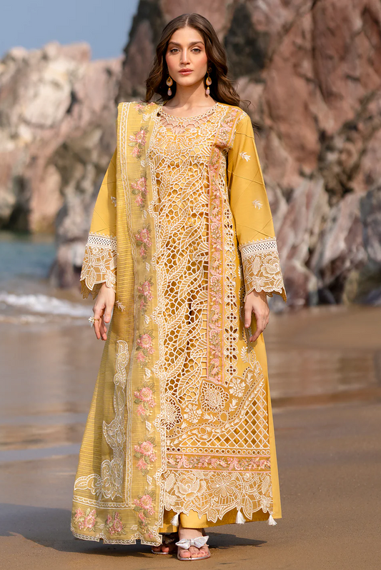 Mahnur Dahlia - Luxury Lawn Embroidered Unstitched 3 Piece Eid Collection