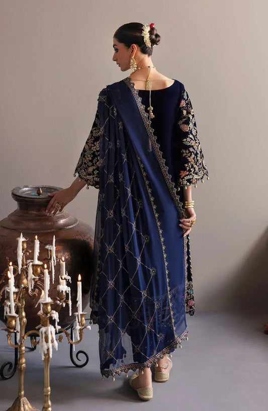 Emaan Adeel Makhmal Embroidered Velvet 3Pc Unstitched Suit MK-03 FALAK