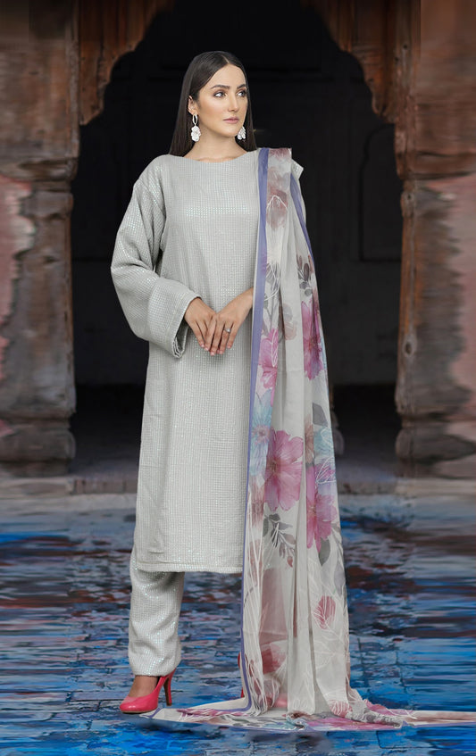 Poshkari Luxury Embroidered Lawn 3Pc Unstitched Suit Dynamic deeva