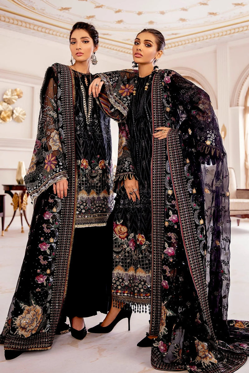 Chantelle By Baroque Embroidered Chiffon Unstitched 3 Piece Suit 09 Garnet - Luxury Collection