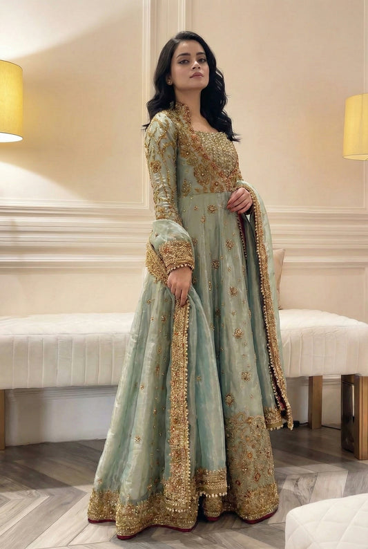 Haris Shakeel Wedding Luxury Myssory Hand Emblishment Unstitched 3 Piece UROOJ