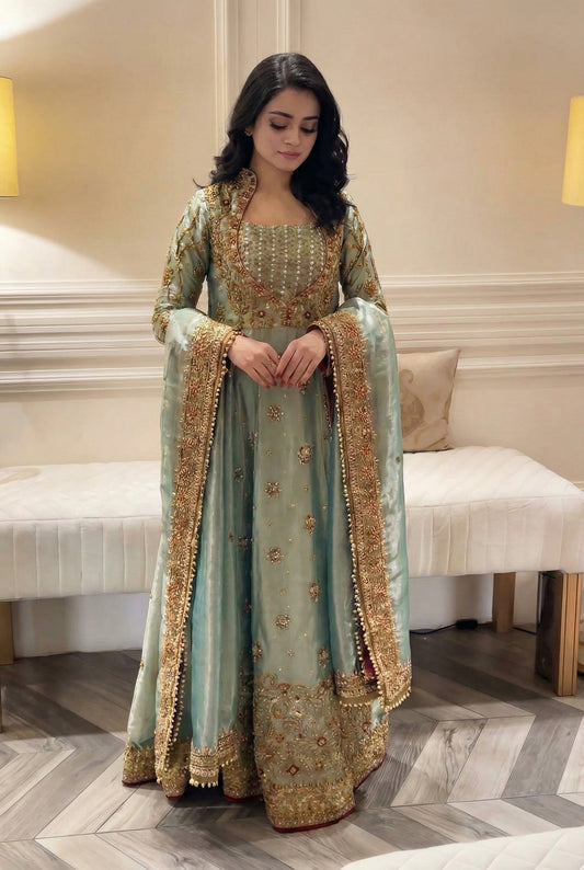 Haris Shakeel Wedding Luxury Myssory Hand Emblishment Unstitched 3 Piece UROOJ