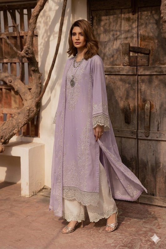Batik - Luxury Lawn Embrodiered Unstitched 3 Piece - Lilac