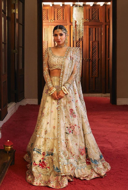 Rano’s Heriloom Ivory Bridal Net Embroidered Unstitched Collection