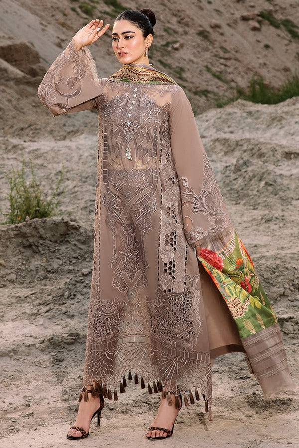 Bin Ilyas Luxury Embroidered Lawn Collection Unstitched 3 Pc Brown WQ-24