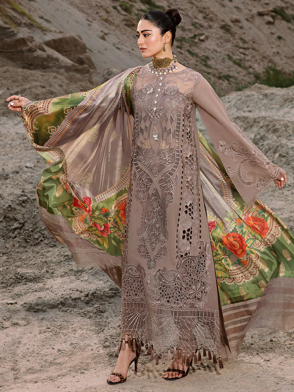 Bin Ilyas Luxury Embroidered Lawn Collection Unstitched 3 Pc Brown WQ-24