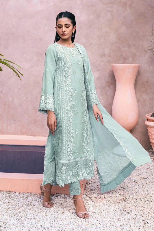 Azure Luxury Chiffon Embroidered Unstitched 3 Piece - Candy Bliss
