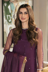Lulusar Purple Silk Wear Argil Unstitched 3 Pieces With Hand Embellishment