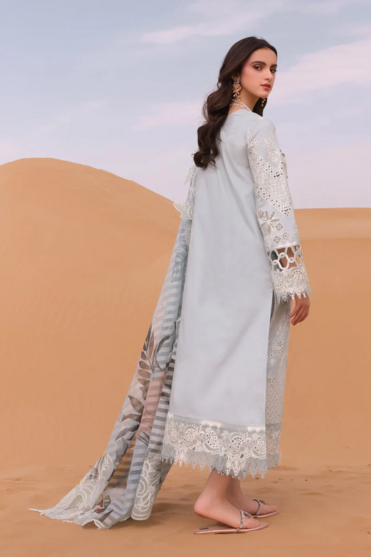 Qalamkar Festive Eid Embroidered Chikankari Unstitched 3Pc Suit APOLLINE KM-06