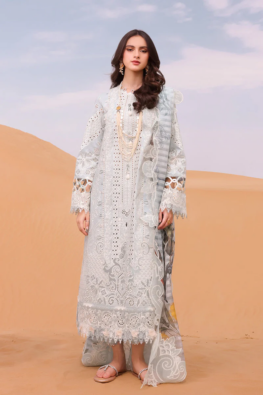 Qalamkar Festive Eid Embroidered Chikankari Unstitched 3Pc Suit APOLLINE KM-06
