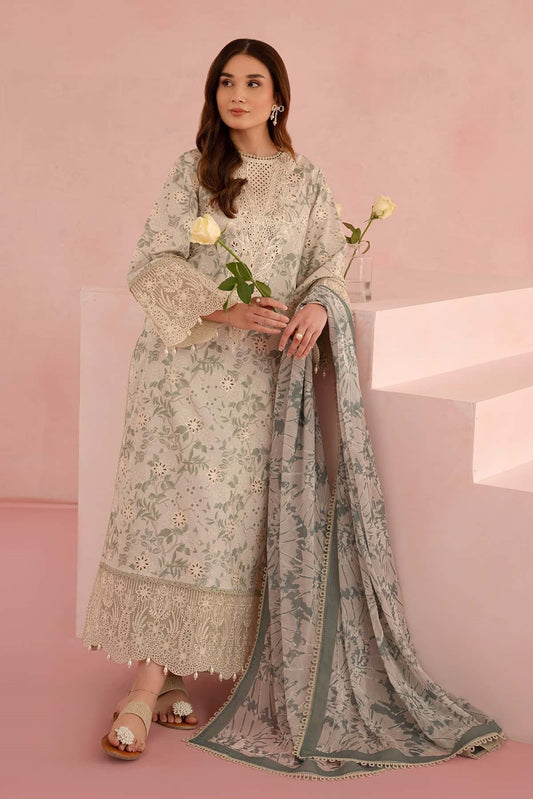 Afrozeh Floral Charm Embroidered Lawn 3 Piece Unstitched 3Pc Suit AL-25-V5-04 Kylon