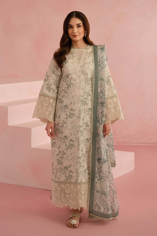 Afrozeh Floral Charm Embroidered Lawn 3 Piece Unstitched 3Pc Suit AL-25-V5-04 Kylon