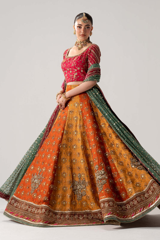 Maria B MC-26V1-14 Merjan Luxury Embroidered Raw Silk 3Pc Unstitched Suit PA-197