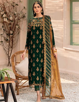 Emaan Adeel Makhmal Unstitched Luxury Velvet 3Pc Embroidered Suit MK-305 Green
