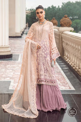 Maria.B Unstitched 3 Pieces Chiffon Embroidered Suit MPC-23-103 Lilac Pure Chiffon