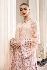 Maria.B Unstitched 3 Pieces Chiffon Embroidered Suit MPC-23-103 Lilac Pure Chiffon
