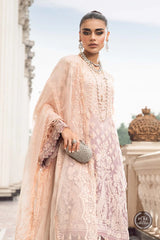 Maria.B Unstitched 3 Pieces Chiffon Embroidered Suit MPC-23-103 Lilac Pure Chiffon