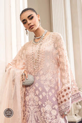 Maria.B Unstitched 3 Pieces Chiffon Embroidered Suit MPC-23-103 Lilac Pure Chiffon
