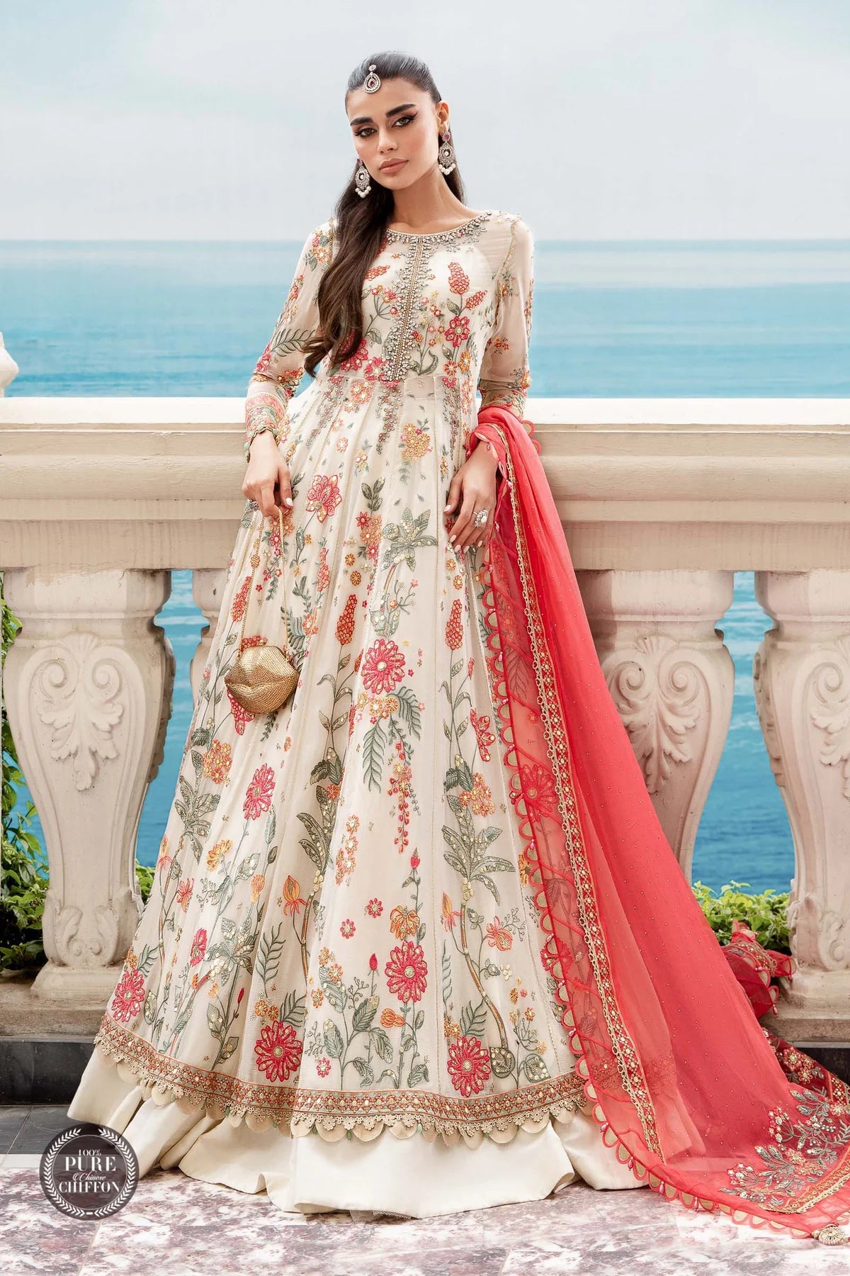 Maria B Embroidered Chiffon Suits Unstitched 4 Piece MB23SC D6