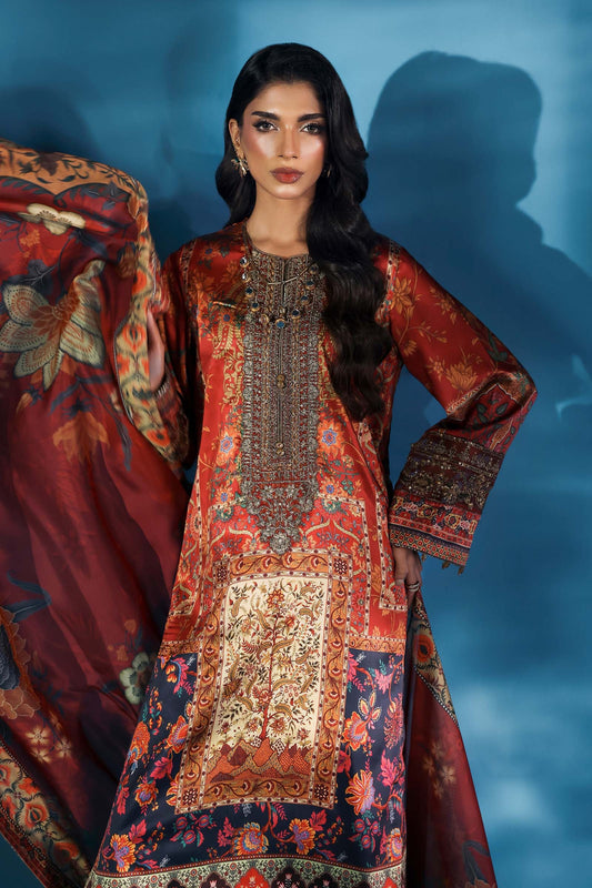 Maria.B Luxury Silk Embroidered Unstitched 3 Piece - MPS-W25-08