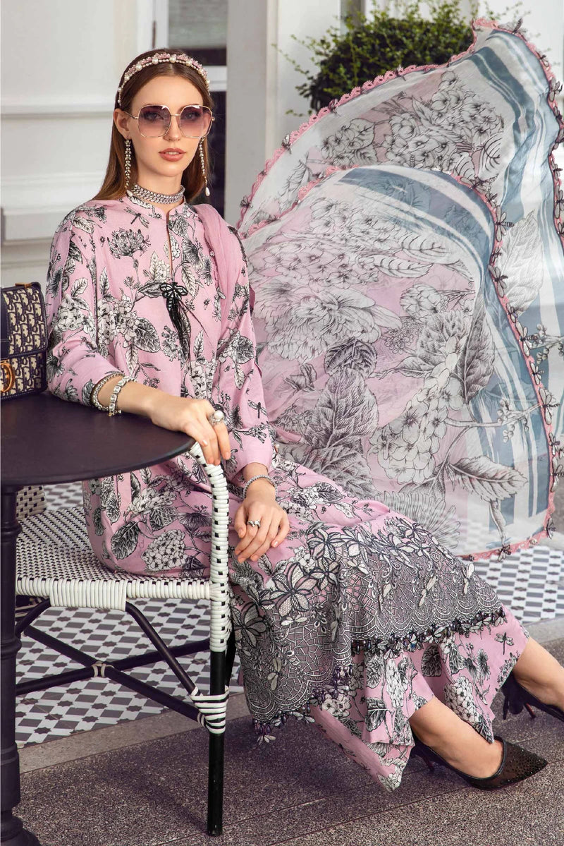 Maria.B Mprints Luxury Lawn Embroidered 3Pieces Unstitched MPT 1908-B