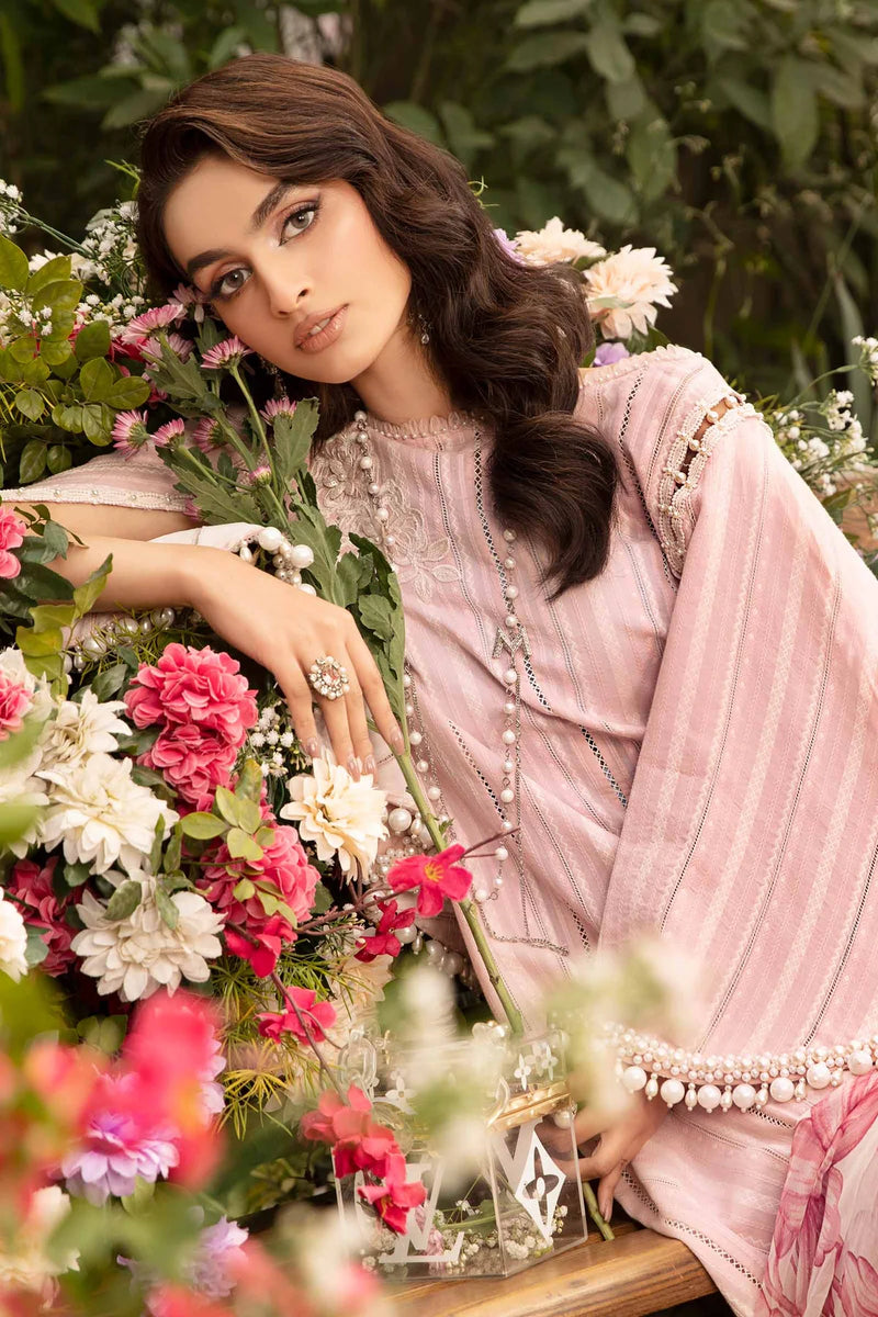 Maria.B M.Prints Unstitched Embroidered Lawn Suit MPT-2109-B Pink