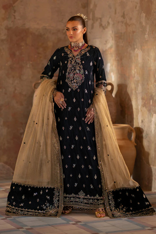 Emaan Adeel Saanjh Embroidered Velvet Unstitched 3Pc Suit - Ishaan