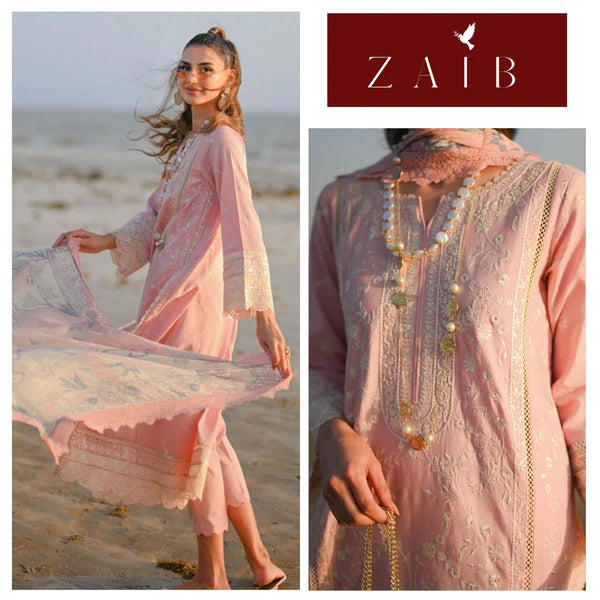 Zaib By Nimsay Luxury Embroidered Chiken Kari Lawn Unstitch Suit Zahra Nel 05