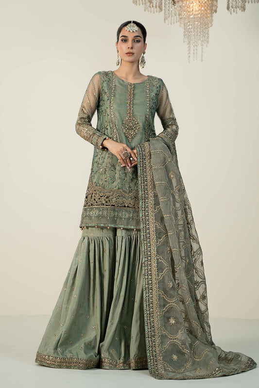 Maria.B Luxury Organza Embroidered 3 Piece Unstitched - SF-W24-24-Teal-Ex