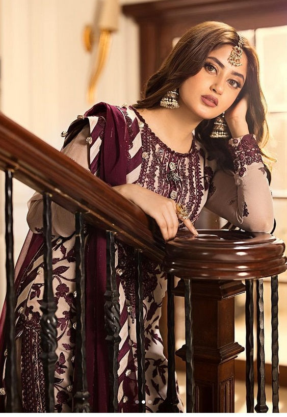 Jhilmil By Asim Jofa Embroidered Chiffon Suits Unstitched 3 Piece AJ23JM AJJM-11 - Festive Collection