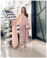 Maria.B Unstitched 3 Pieces Chiffon Embroidered Suit MPC-23-103 Lilac Pure Chiffon