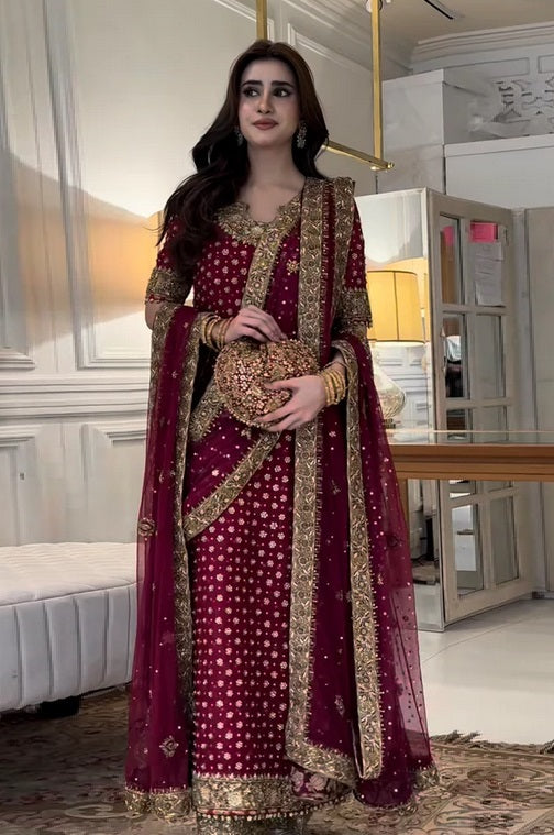 Haris Shakeel Luxury Raw Silk Unstitched 3 Piece - HR 69 Aisha Afridi